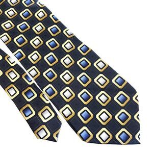 George Blue‎ Geometric Print Wide Silk Tie